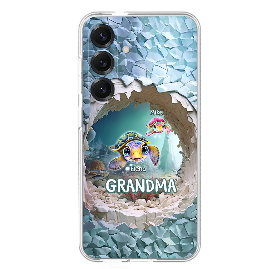 Custom Personalized Turtle Phone Case - Upto 10 Kids - Mother's Day Gift Idea For Grandma - Case for iPhone/Samsung