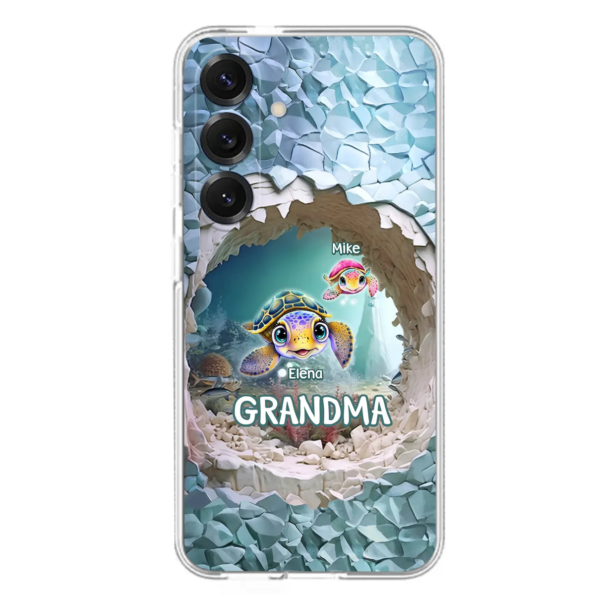 Custom Personalized Turtle Phone Case - Upto 10 Kids - Mother's Day Gift Idea For Grandma - Case for iPhone/Samsung