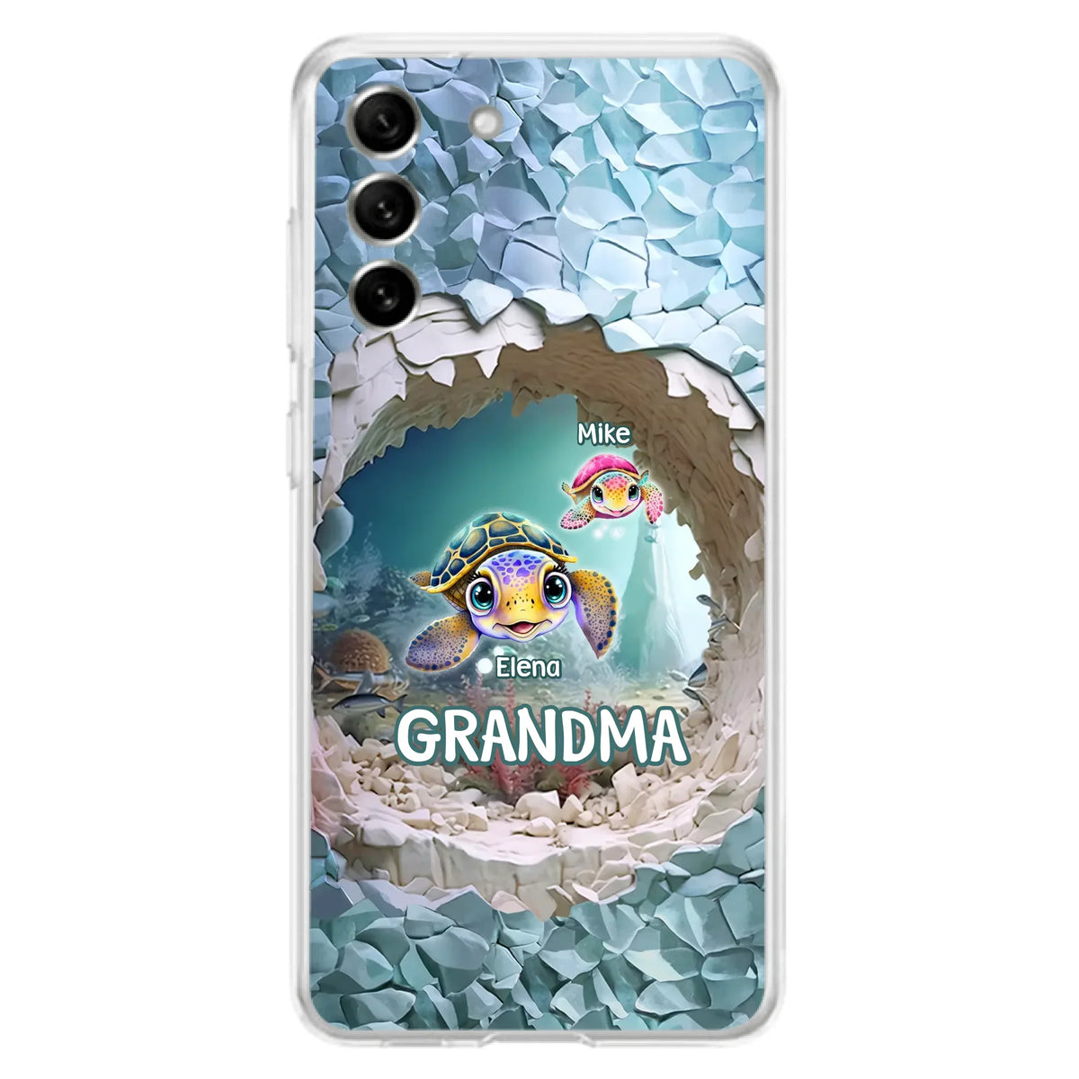 Custom Personalized Turtle Phone Case - Upto 10 Kids - Mother's Day Gift Idea For Grandma - Case for iPhone/Samsung