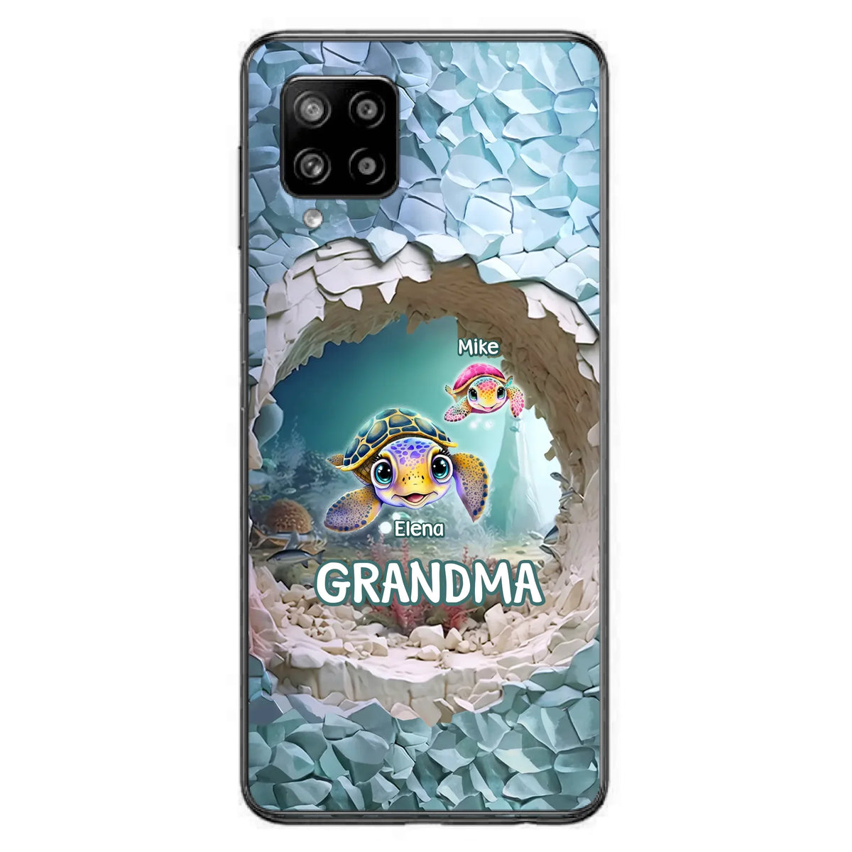Custom Personalized Turtle Phone Case - Upto 10 Kids - Mother's Day Gift Idea For Grandma - Case for iPhone/Samsung