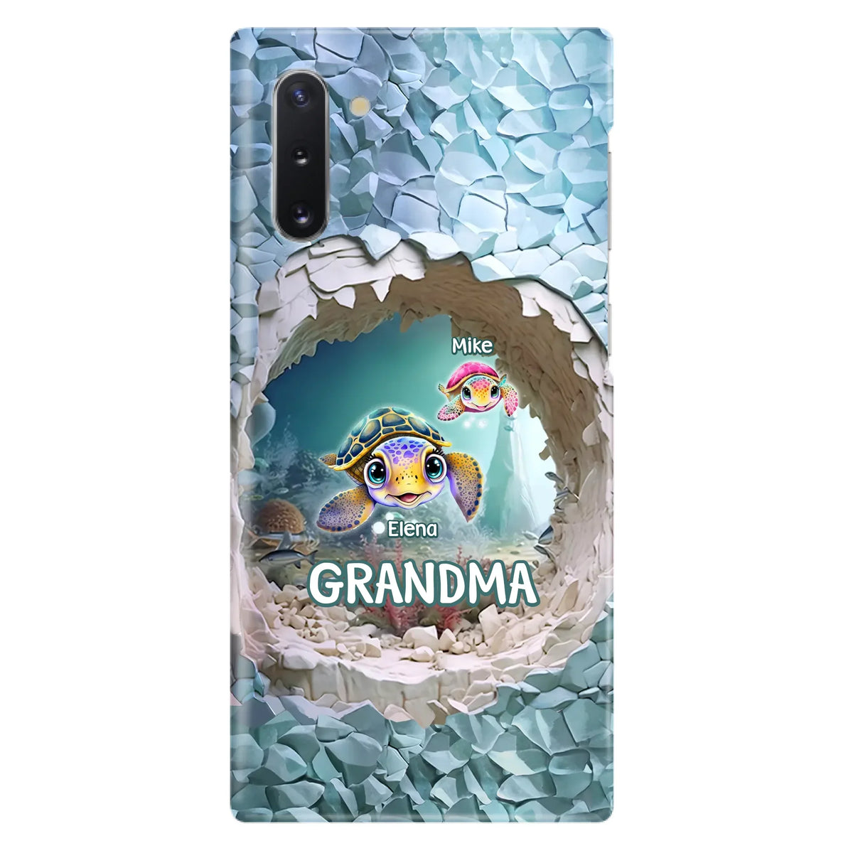 Custom Personalized Turtle Phone Case - Upto 10 Kids - Mother's Day Gift Idea For Grandma - Case for iPhone/Samsung