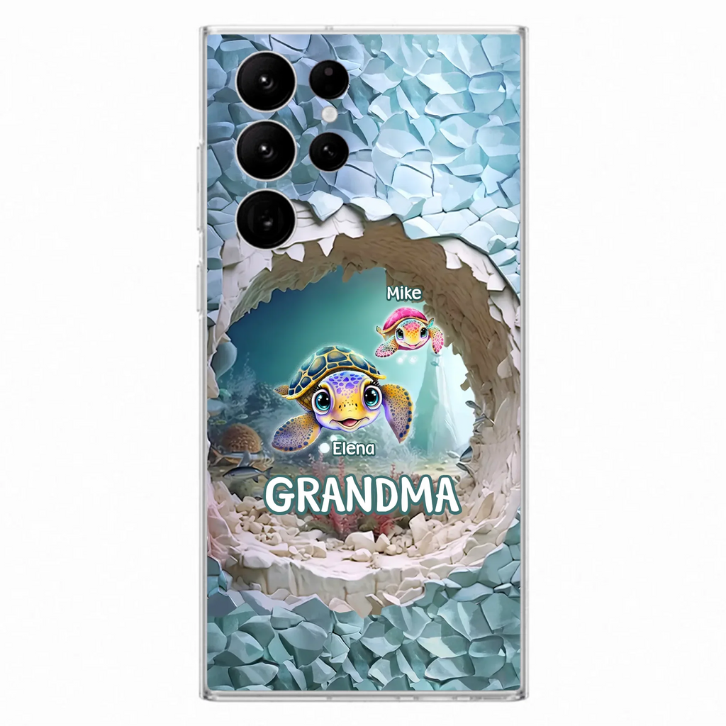 Custom Personalized Turtle Phone Case - Upto 10 Kids - Mother's Day Gift Idea For Grandma - Case for iPhone/Samsung