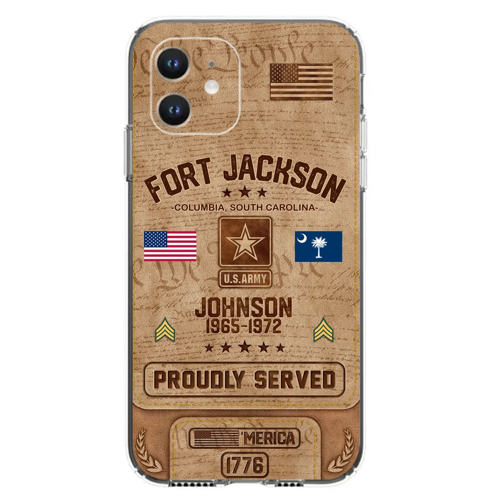 Custom Personalized Veteran Phone Case - Gift For Veteran - Birthday/ Father's Day Gift - Proudly Served - Case For iPhone And Samsung