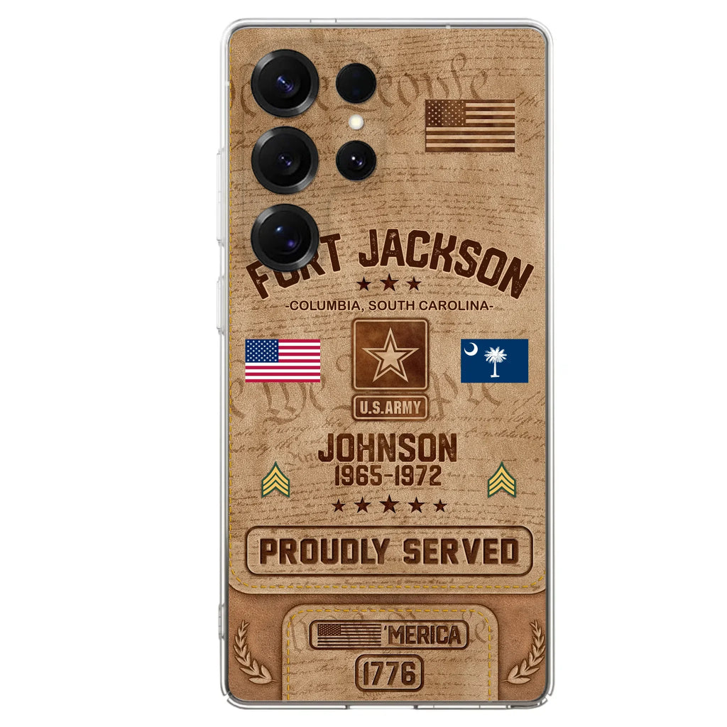 Custom Personalized Veteran Phone Case - Gift For Veteran - Birthday/ Father's Day Gift - Proudly Served - Case For iPhone And Samsung