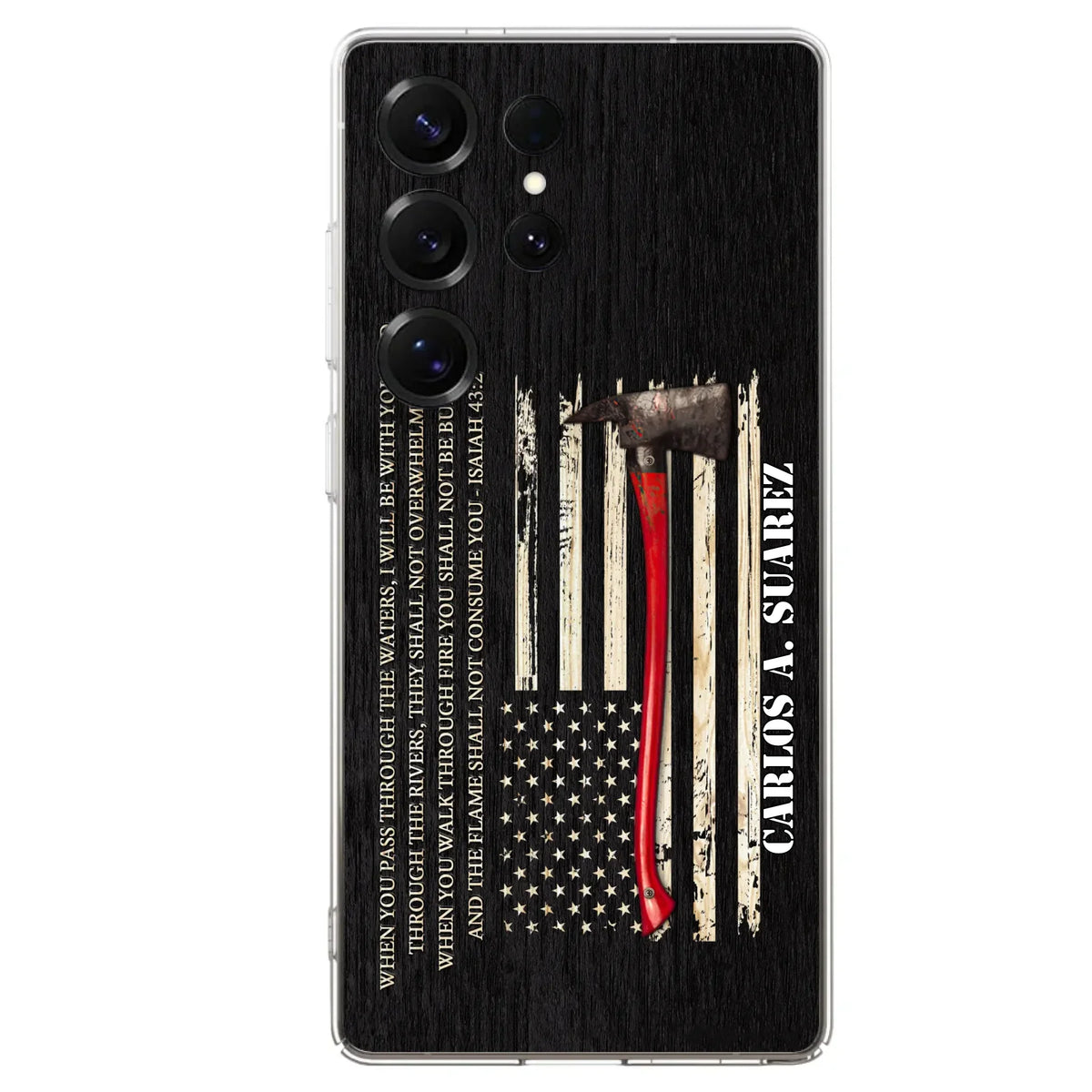 Custom Personalized Firefighter Phone Case - Father's Day Gift Idea for Firefighter - When You Pass Through The Waters I Will Be With You - Case for iPhone/Samsung