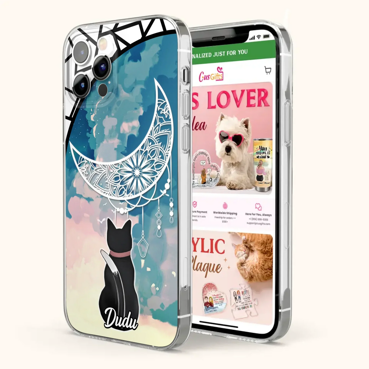 Custom Personalized Black Cat Phone Case - Gift Idea For Cat Lover - Case For iPhone/Samsung