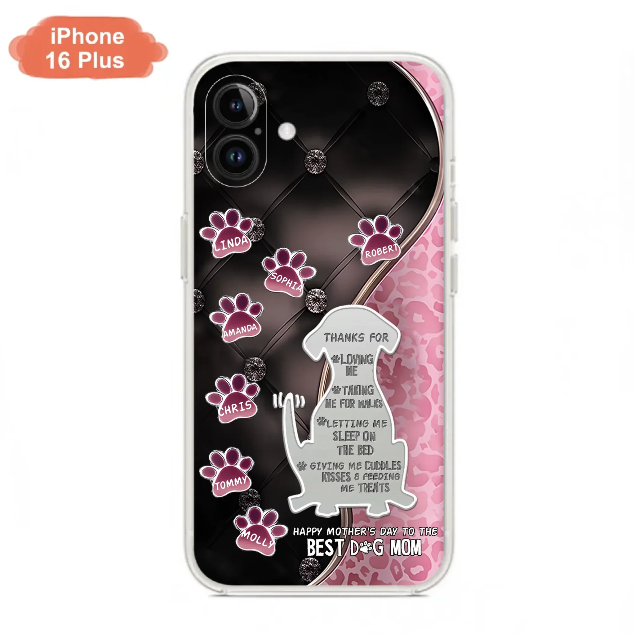 Custom Personalized Memorial Dog Mom Phone Case - Memorial Gift Idea For Dog Lover - Upto 7 Dogs - Thanks For Loving Me - Case For iPhone/Samsung