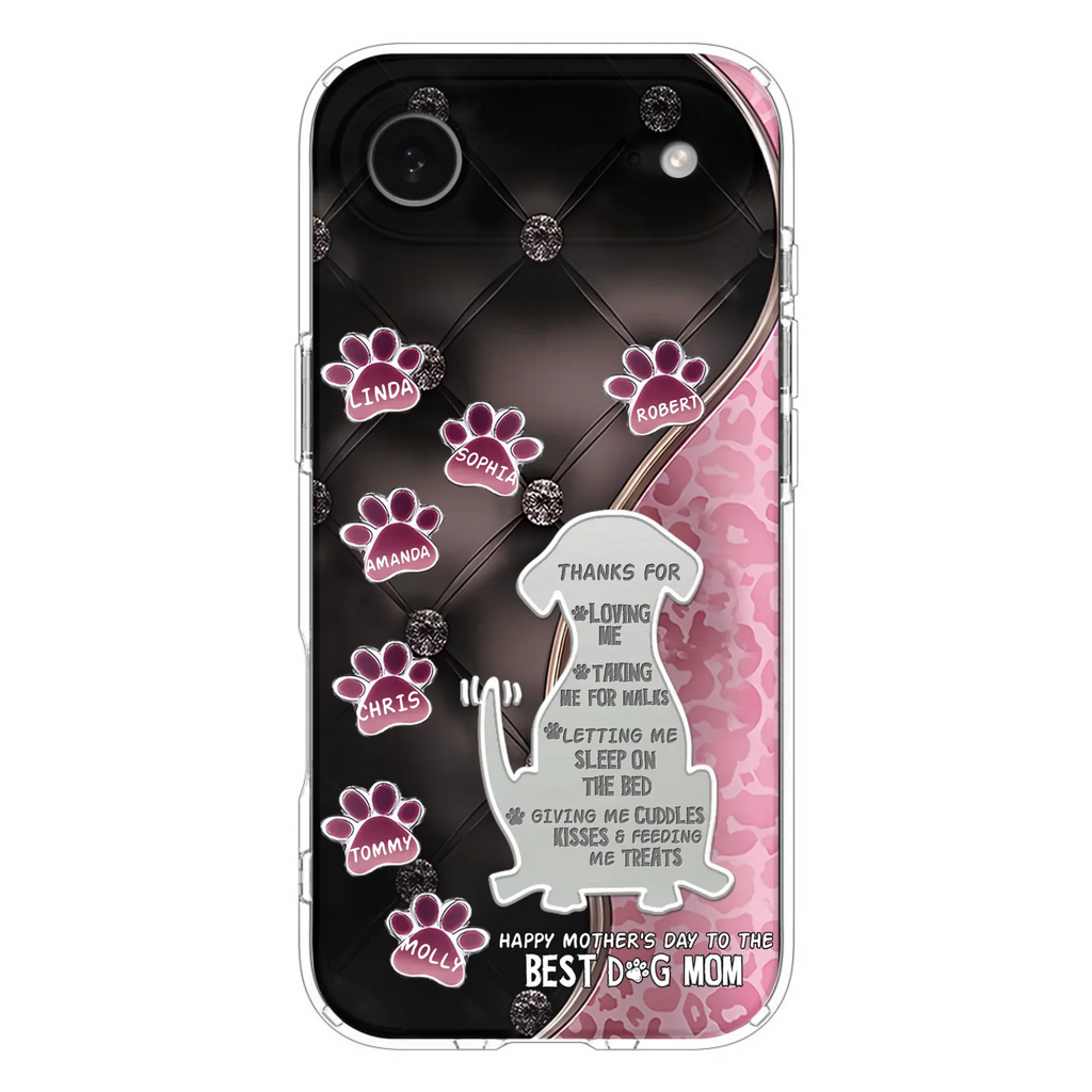 Custom Personalized Memorial Dog Mom Phone Case - Memorial Gift Idea For Dog Lover - Upto 7 Dogs - Thanks For Loving Me - Case For iPhone/Samsung