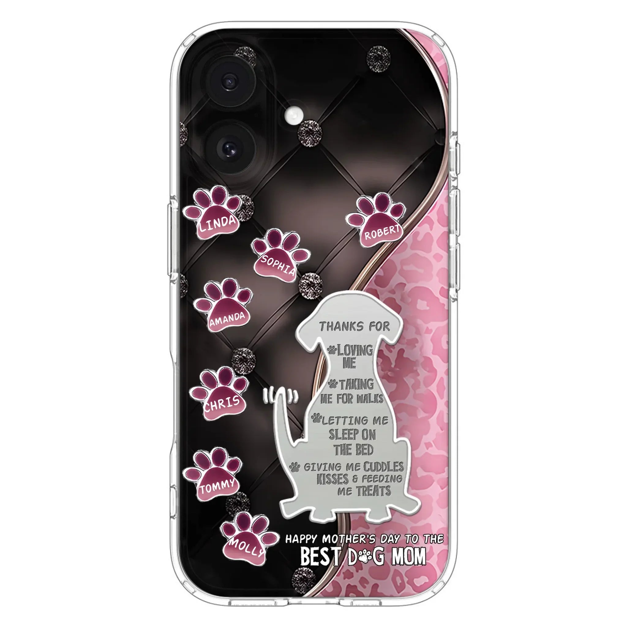 Custom Personalized Memorial Dog Mom Phone Case - Memorial Gift Idea For Dog Lover - Upto 7 Dogs - Thanks For Loving Me - Case For iPhone/Samsung