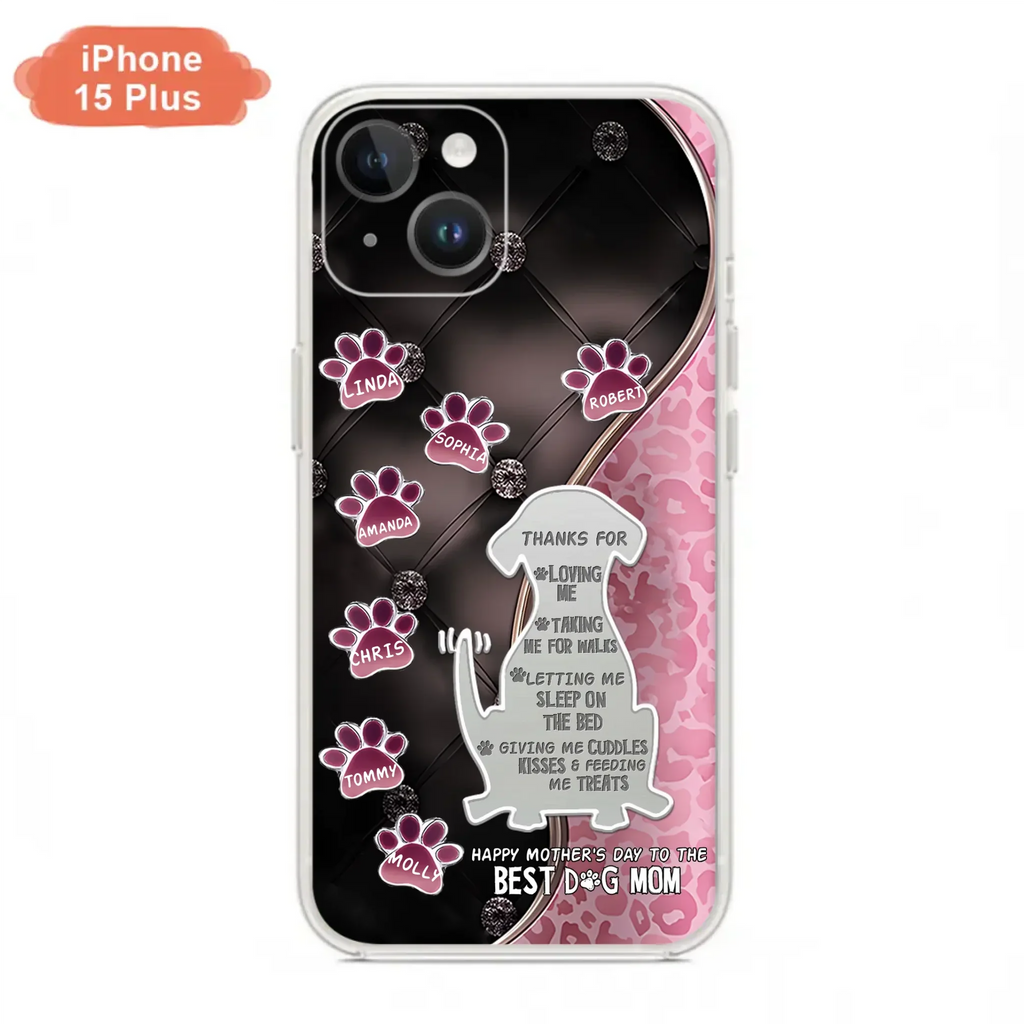 Custom Personalized Memorial Dog Mom Phone Case - Memorial Gift Idea For Dog Lover - Upto 7 Dogs - Thanks For Loving Me - Case For iPhone/Samsung
