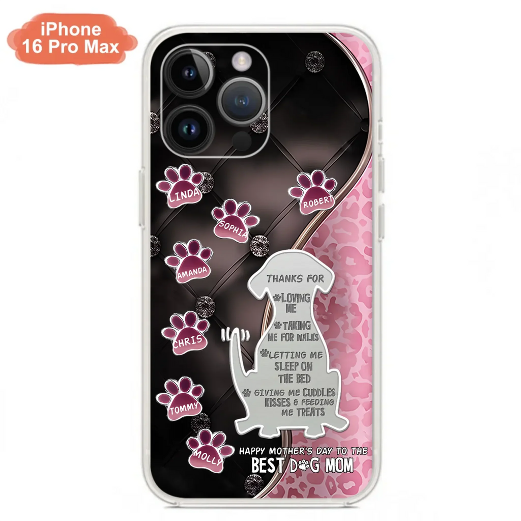 Custom Personalized Memorial Dog Mom Phone Case - Memorial Gift Idea For Dog Lover - Upto 7 Dogs - Thanks For Loving Me - Case For iPhone/Samsung
