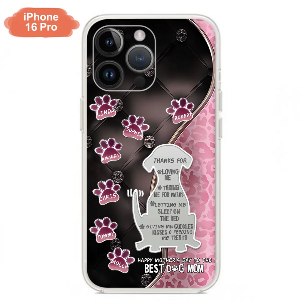 Custom Personalized Memorial Dog Mom Phone Case - Memorial Gift Idea For Dog Lover - Upto 7 Dogs - Thanks For Loving Me - Case For iPhone/Samsung