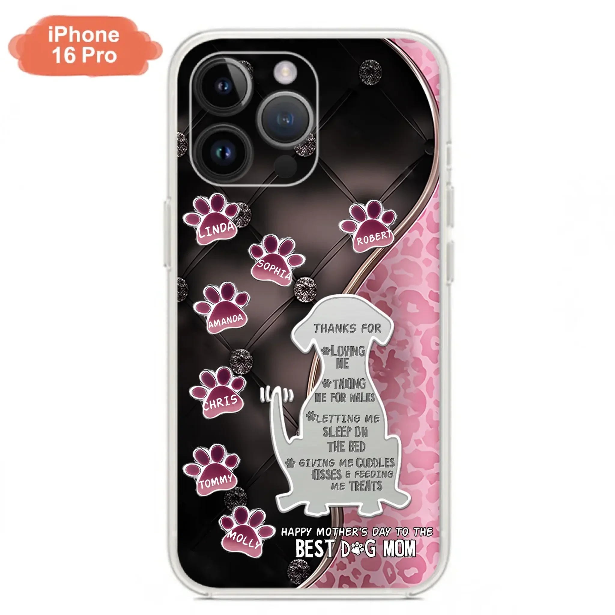 Custom Personalized Memorial Dog Mom Phone Case - Memorial Gift Idea For Dog Lover - Upto 7 Dogs - Thanks For Loving Me - Case For iPhone/Samsung