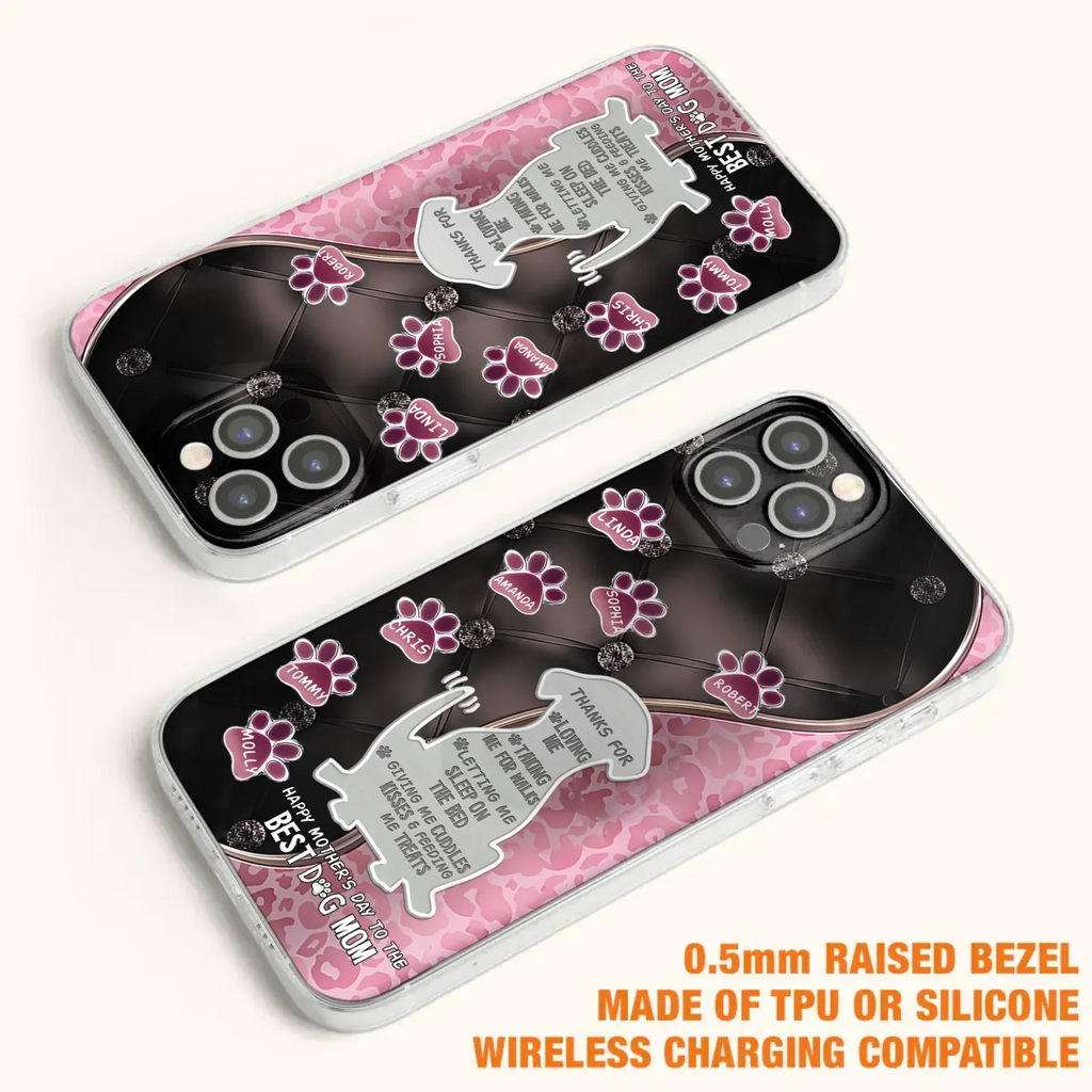 Custom Personalized Memorial Dog Mom Phone Case - Memorial Gift Idea For Dog Lover - Upto 7 Dogs - Thanks For Loving Me - Case For iPhone/Samsung