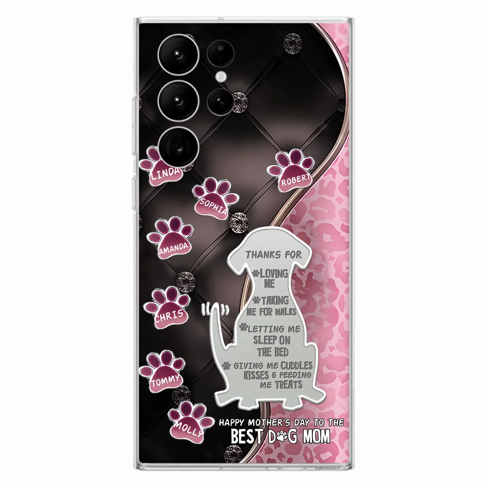 Custom Personalized Memorial Dog Mom Phone Case - Memorial Gift Idea For Dog Lover - Upto 7 Dogs - Thanks For Loving Me - Case For iPhone/Samsung