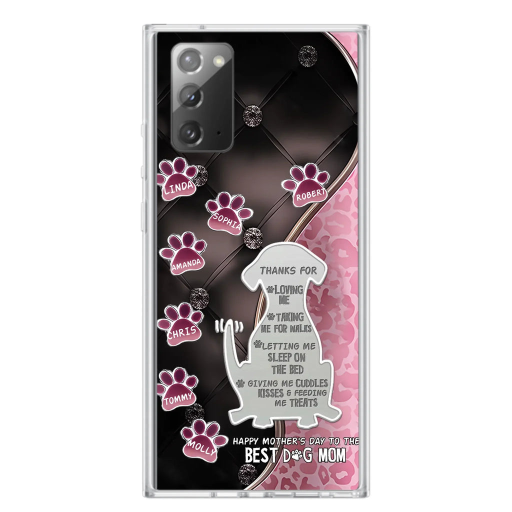 Custom Personalized Memorial Dog Mom Phone Case - Memorial Gift Idea For Dog Lover - Upto 7 Dogs - Thanks For Loving Me - Case For iPhone/Samsung