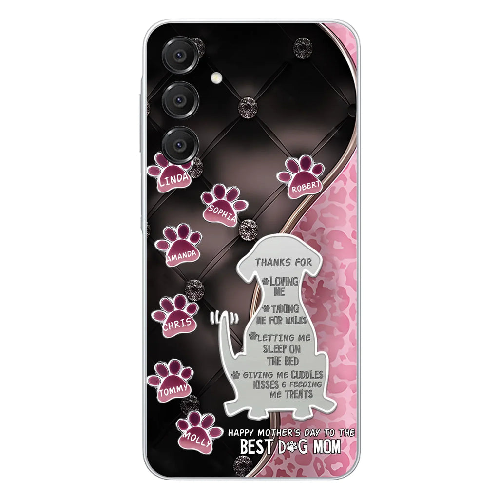 Custom Personalized Memorial Dog Mom Phone Case - Memorial Gift Idea For Dog Lover - Upto 7 Dogs - Thanks For Loving Me - Case For iPhone/Samsung