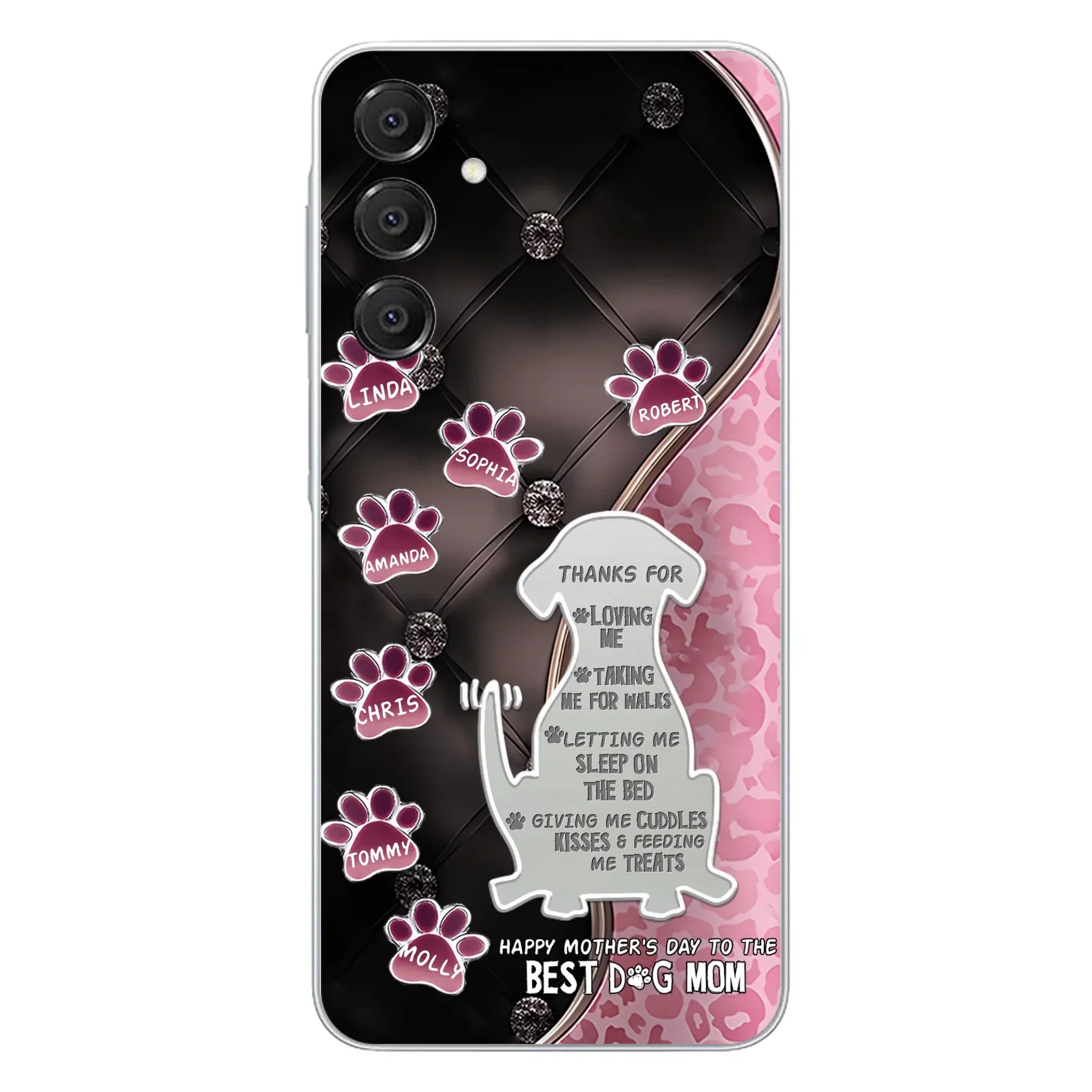 Custom Personalized Memorial Dog Mom Phone Case - Memorial Gift Idea For Dog Lover - Upto 7 Dogs - Thanks For Loving Me - Case For iPhone/Samsung