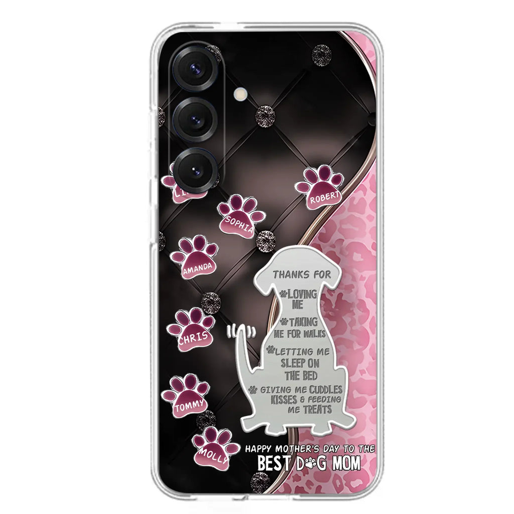 Custom Personalized Memorial Dog Mom Phone Case - Memorial Gift Idea For Dog Lover - Upto 7 Dogs - Thanks For Loving Me - Case For iPhone/Samsung