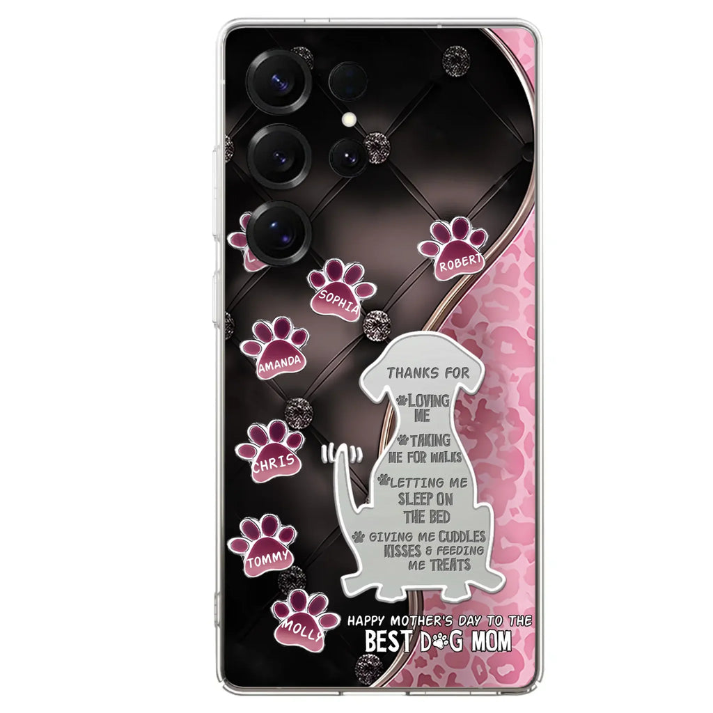 Custom Personalized Memorial Dog Mom Phone Case - Memorial Gift Idea For Dog Lover - Upto 7 Dogs - Thanks For Loving Me - Case For iPhone/Samsung