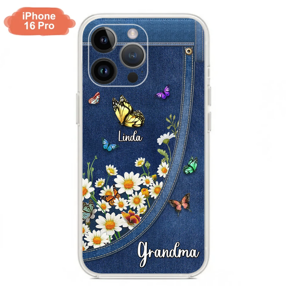 Custom Personalized Daisy And Butterfly Grandma Phone Case - Gift Idea For Grandma - Upto 10 Kids - Case For iPhone/Samsung