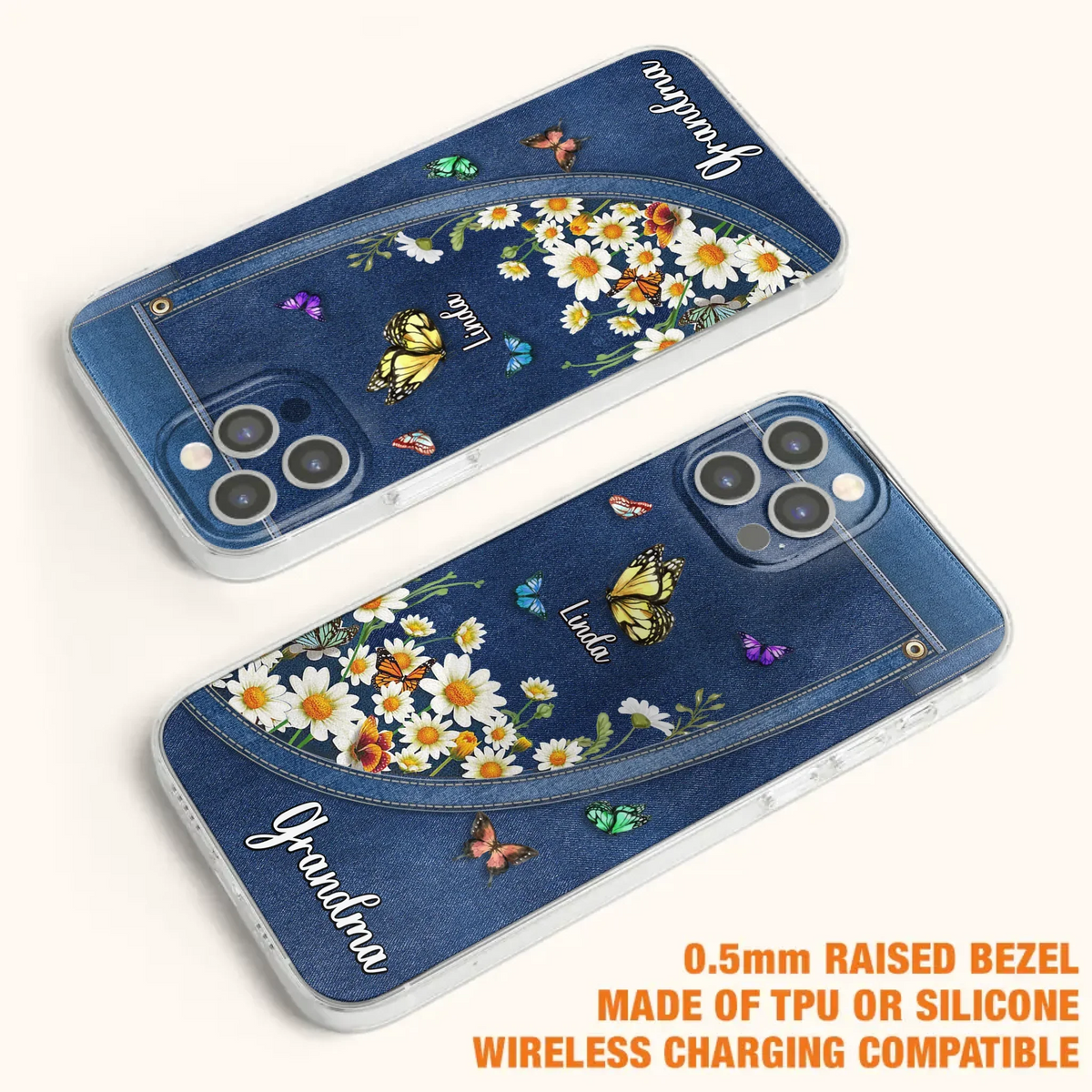 Custom Personalized Daisy And Butterfly Grandma Phone Case - Gift Idea For Grandma - Upto 10 Kids - Case For iPhone/Samsung