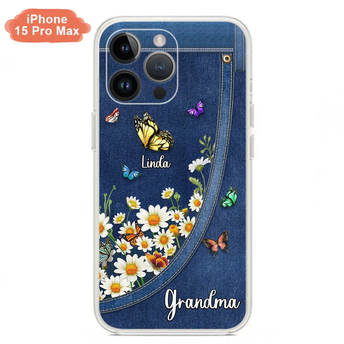 Custom Personalized Daisy And Butterfly Grandma Phone Case - Gift Idea For Grandma - Upto 10 Kids - Case For iPhone/Samsung