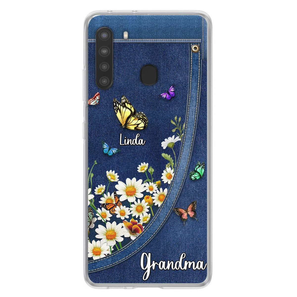 Custom Personalized Daisy And Butterfly Grandma Phone Case - Gift Idea For Grandma - Upto 10 Kids - Case For iPhone/Samsung