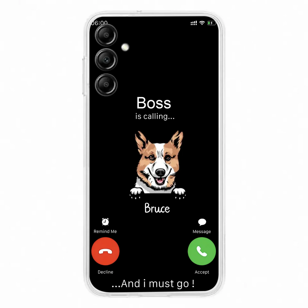 Custom Personalized Dog Phone Case - Gift Idea For Dog Lover/Mother's Day/Father's Day - Upto 5 Dogs - Boss Is Calling And I Must Go - Case For iPhone/Samsung
