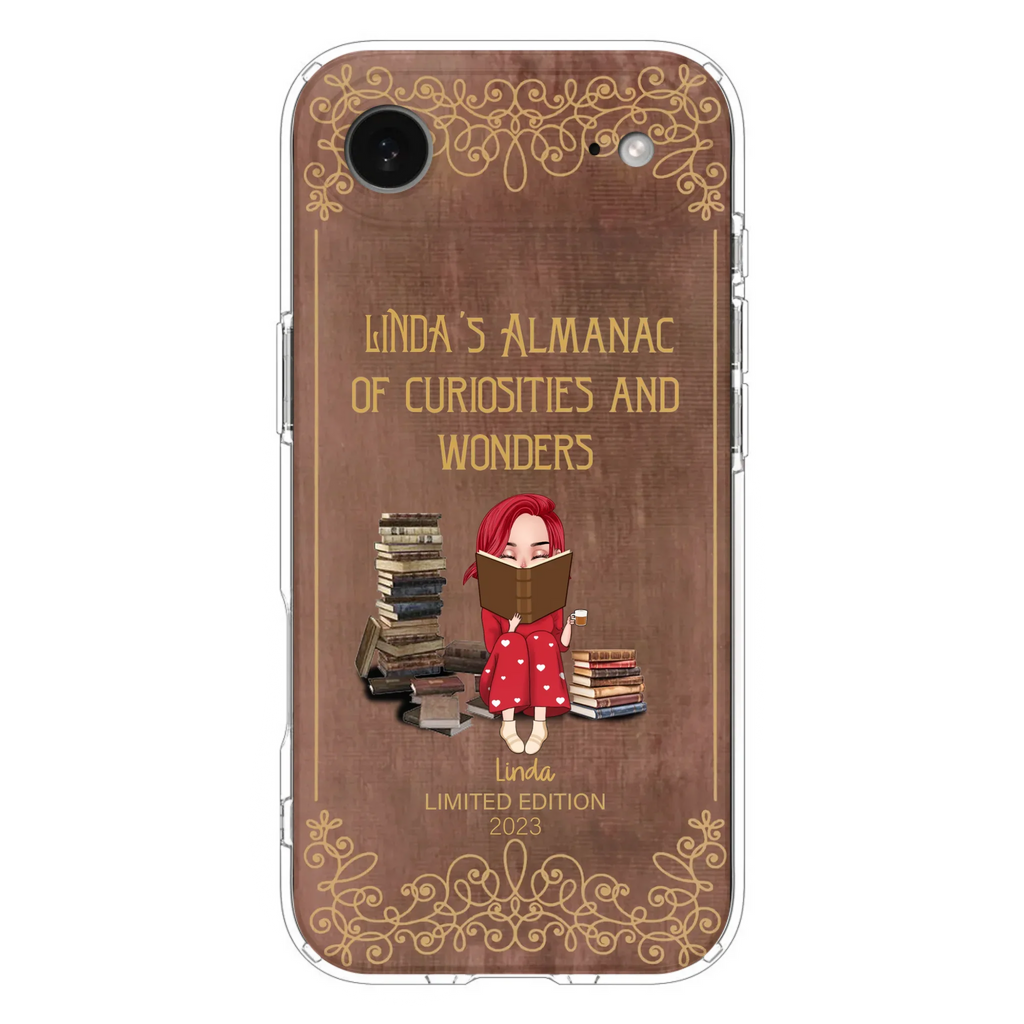 Custom Personalized Reading Girl Phone Case - Gift Idea For Reading Lovers - Almanac Of Curiosities - Cases For iPhone/Samsung