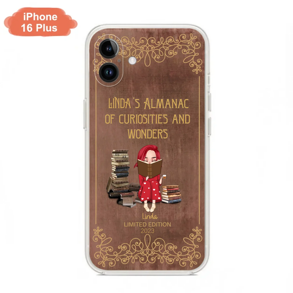 Custom Personalized Reading Girl Phone Case - Gift Idea For Reading Lovers - Almanac Of Curiosities - Cases For iPhone/Samsung
