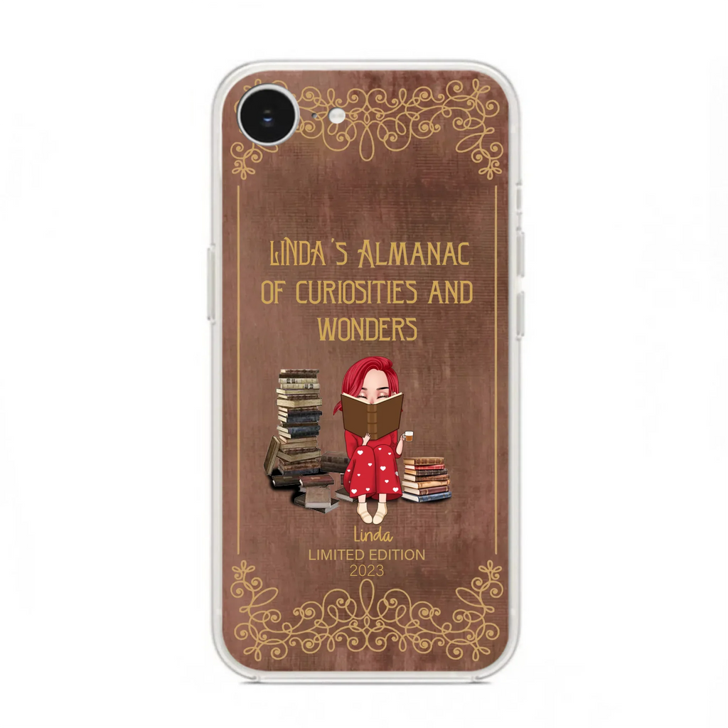 Custom Personalized Reading Girl Phone Case - Gift Idea For Reading Lovers - Almanac Of Curiosities - Cases For iPhone/Samsung