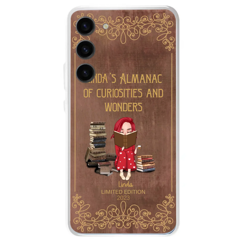 Custom Personalized Reading Girl Phone Case - Gift Idea For Reading Lovers - Almanac Of Curiosities - Cases For iPhone/Samsung