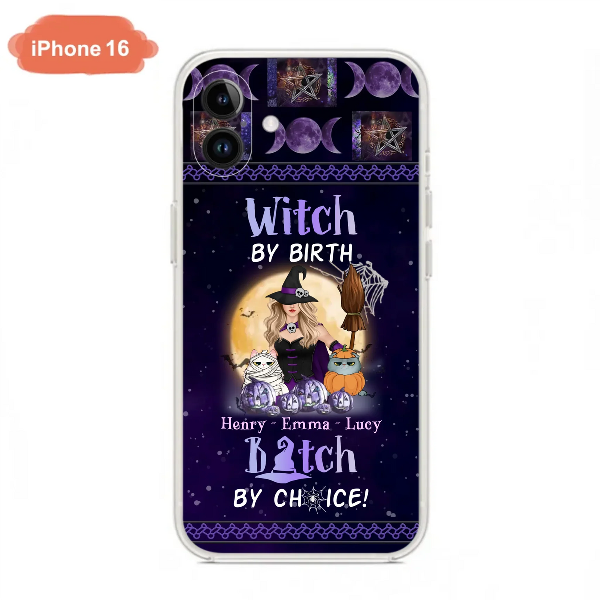 Custom Personalized Pet Witch Phone Case - Halloween Gift For Dog/ Cat Lover - Witch By Birth Bitch By Choice - Case For iPhone And Samsung