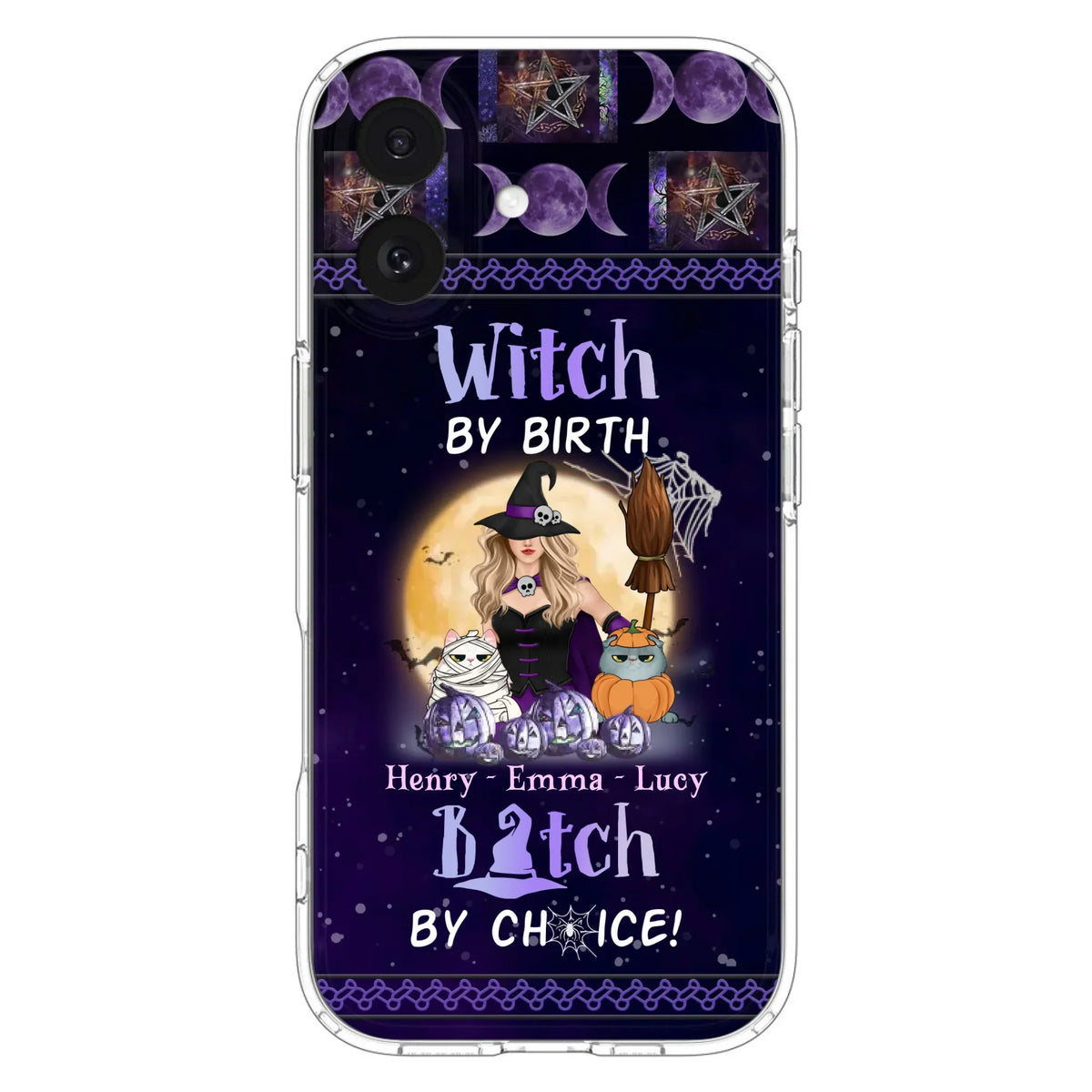Custom Personalized Pet Witch Phone Case - Halloween Gift For Dog/ Cat Lover - Witch By Birth Bitch By Choice - Case For iPhone And Samsung