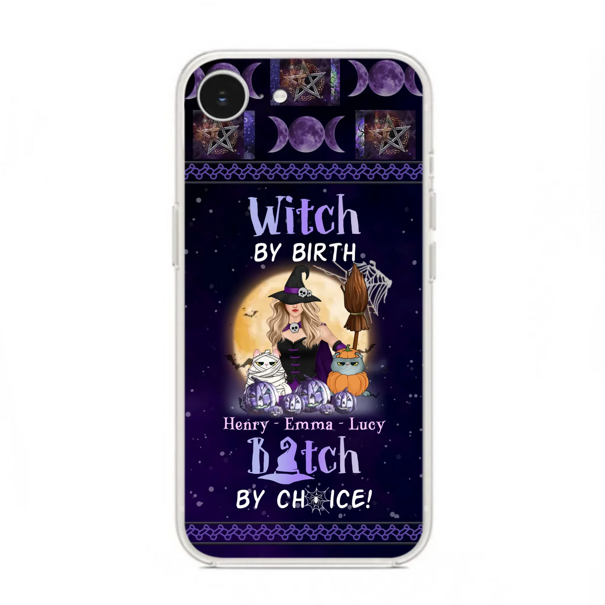 Custom Personalized Pet Witch Phone Case - Halloween Gift For Dog/ Cat Lover - Witch By Birth Bitch By Choice - Case For iPhone And Samsung