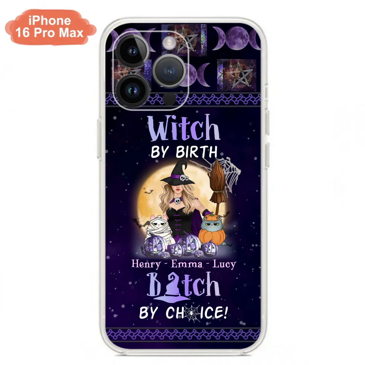 Custom Personalized Pet Witch Phone Case - Halloween Gift For Dog/ Cat Lover - Witch By Birth Bitch By Choice - Case For iPhone And Samsung