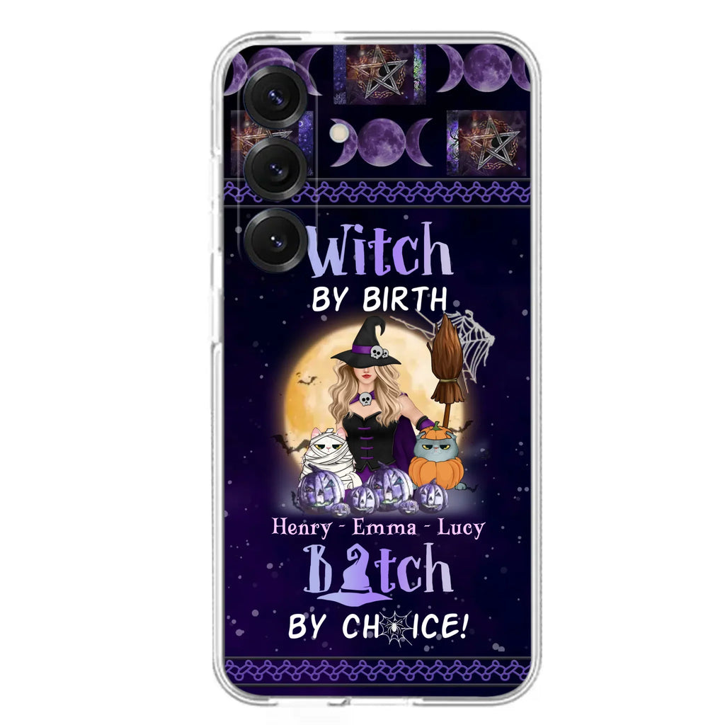 Custom Personalized Pet Witch Phone Case - Halloween Gift For Dog/ Cat Lover - Witch By Birth Bitch By Choice - Case For iPhone And Samsung
