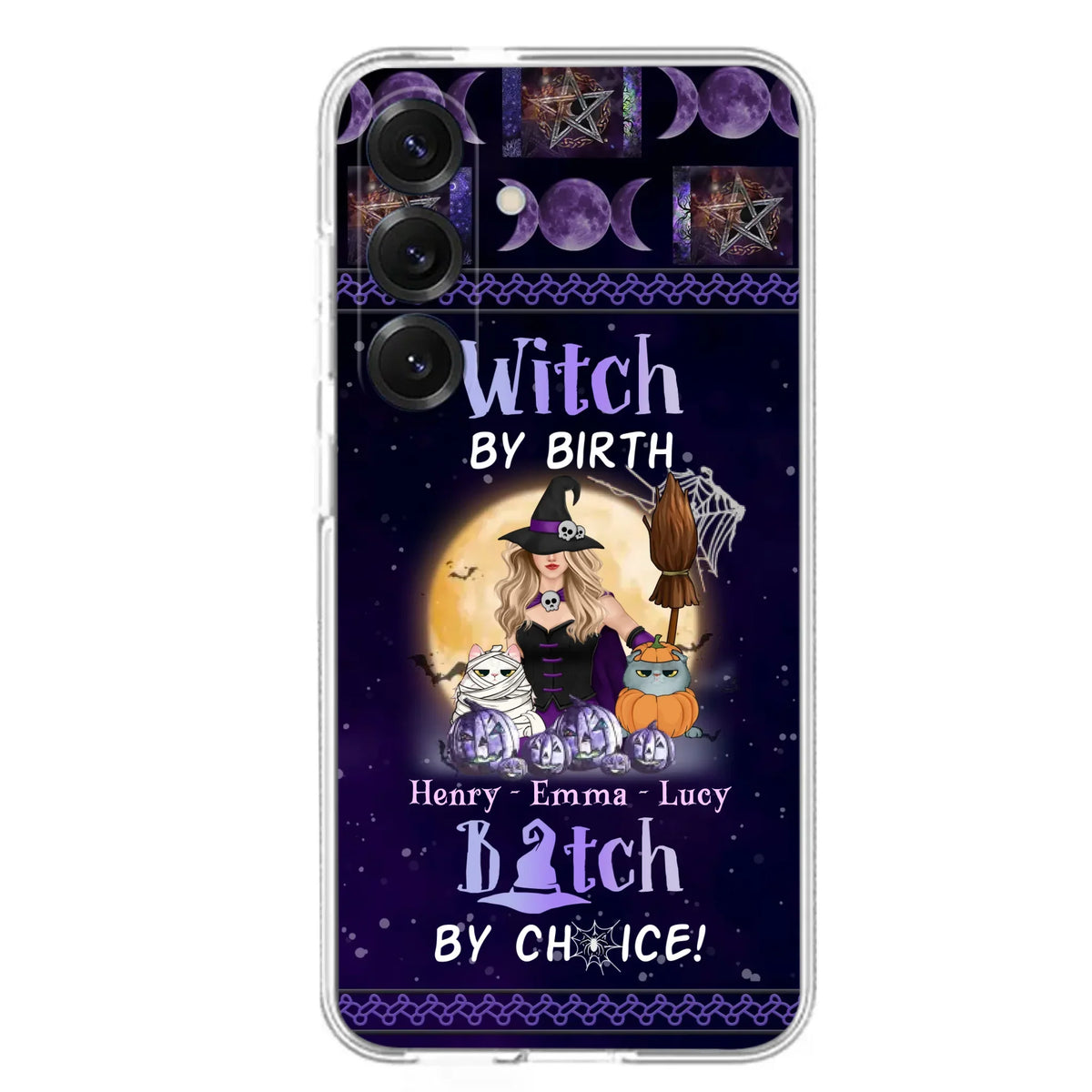 Custom Personalized Pet Witch Phone Case - Halloween Gift For Dog/ Cat Lover - Witch By Birth Bitch By Choice - Case For iPhone And Samsung