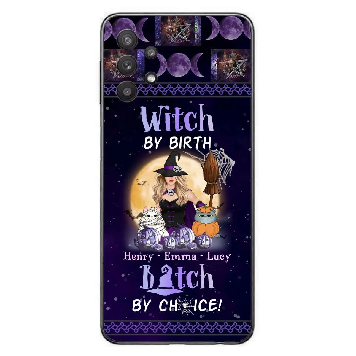 Custom Personalized Pet Witch Phone Case - Halloween Gift For Dog/ Cat Lover - Witch By Birth Bitch By Choice - Case For iPhone And Samsung
