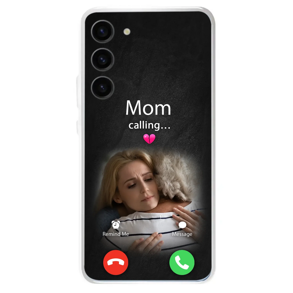 Custom Personalized Memorial Mom Phone Case - Upload Photo - Memorial Gift Idea For Mom/ Dad - Mom Calling - Case For iPhone And Samsung