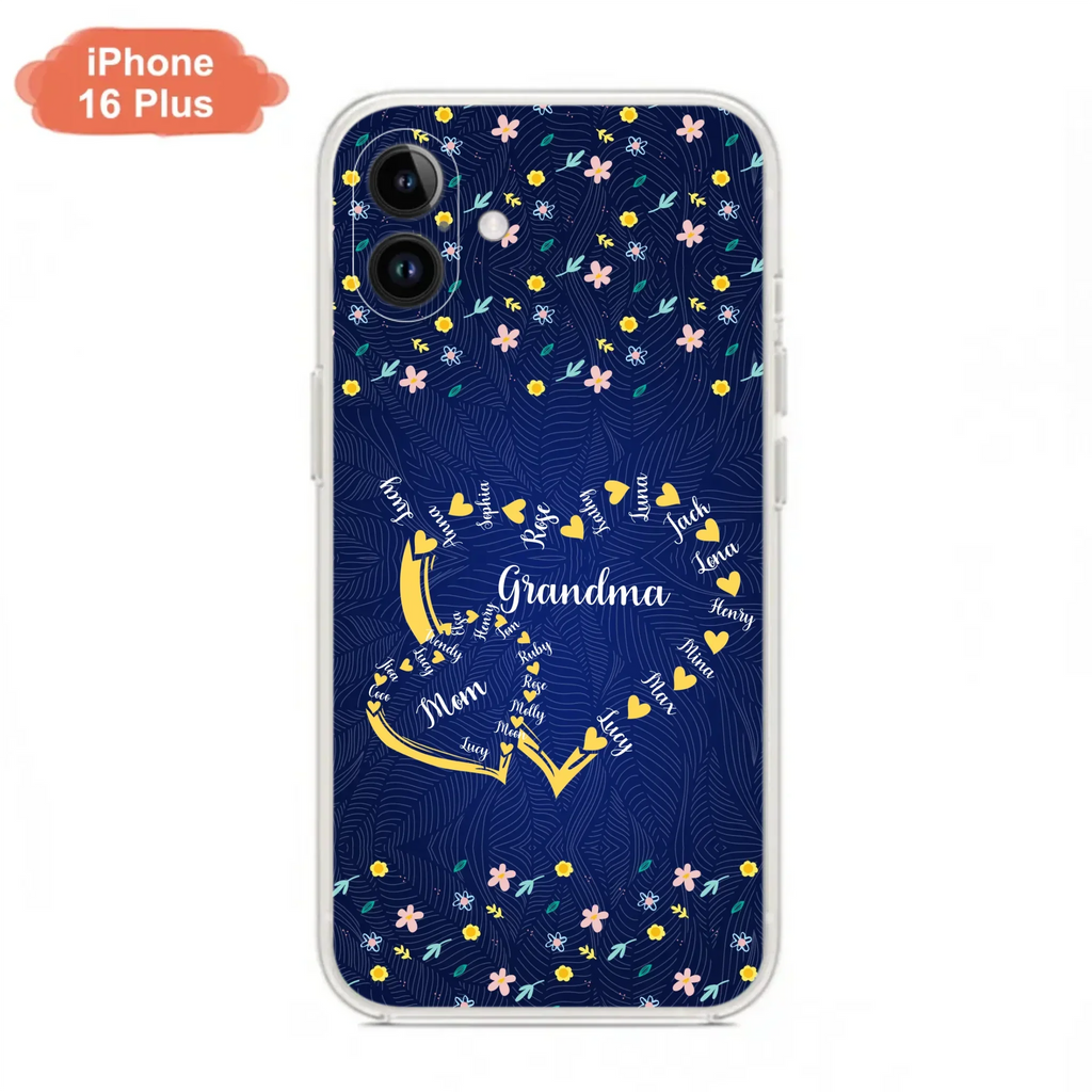 Custom Personalized Grandma Mom Phone Case - Gift Idea For Mother's Day - Upto 12 Kids - Case For iPhone And Samsung