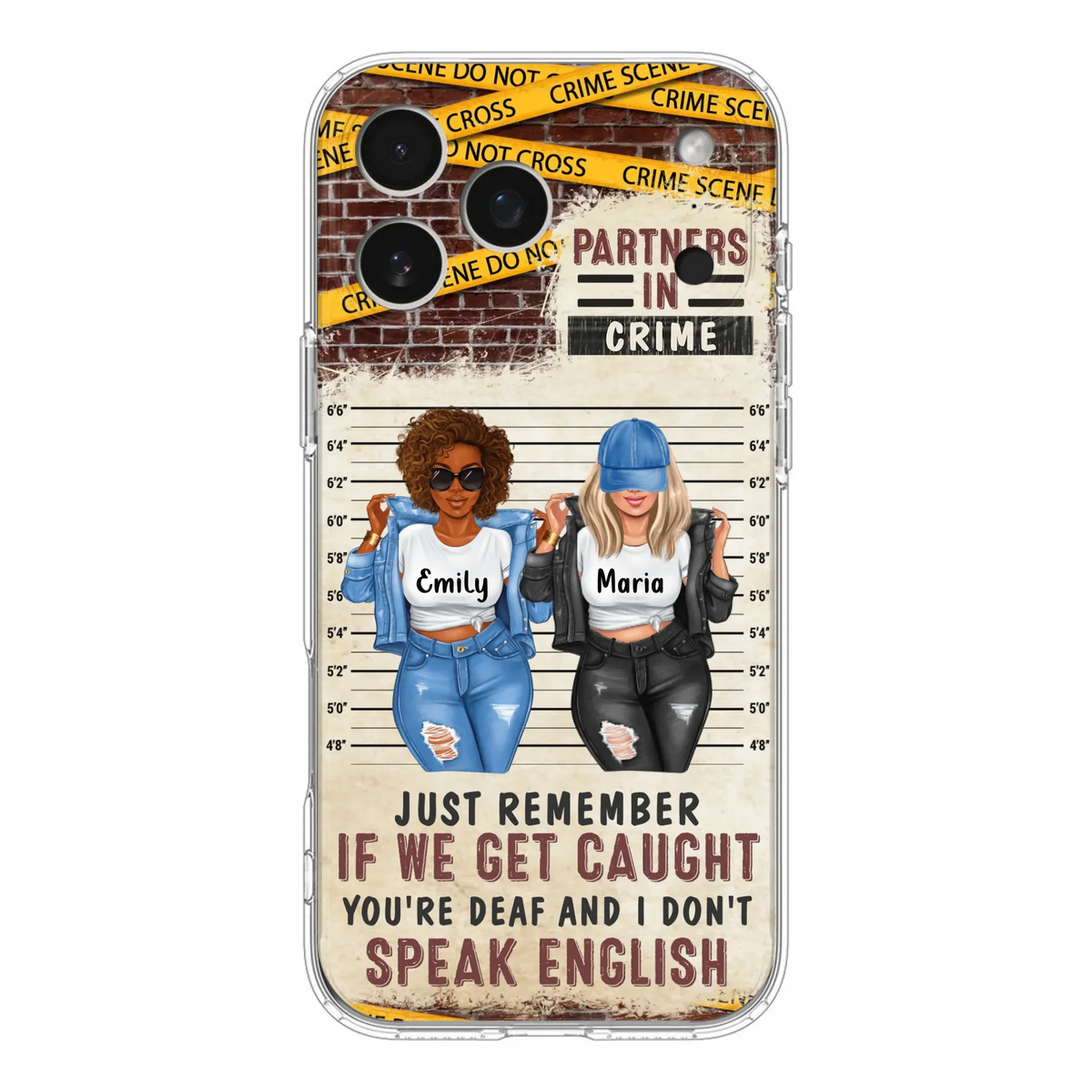 Custom Personalized Bestie Phone Case - Gift Idea For Bestie/ Sister - Upto 3 Girls - Partners In Crime - Case For iPhone And Samsung