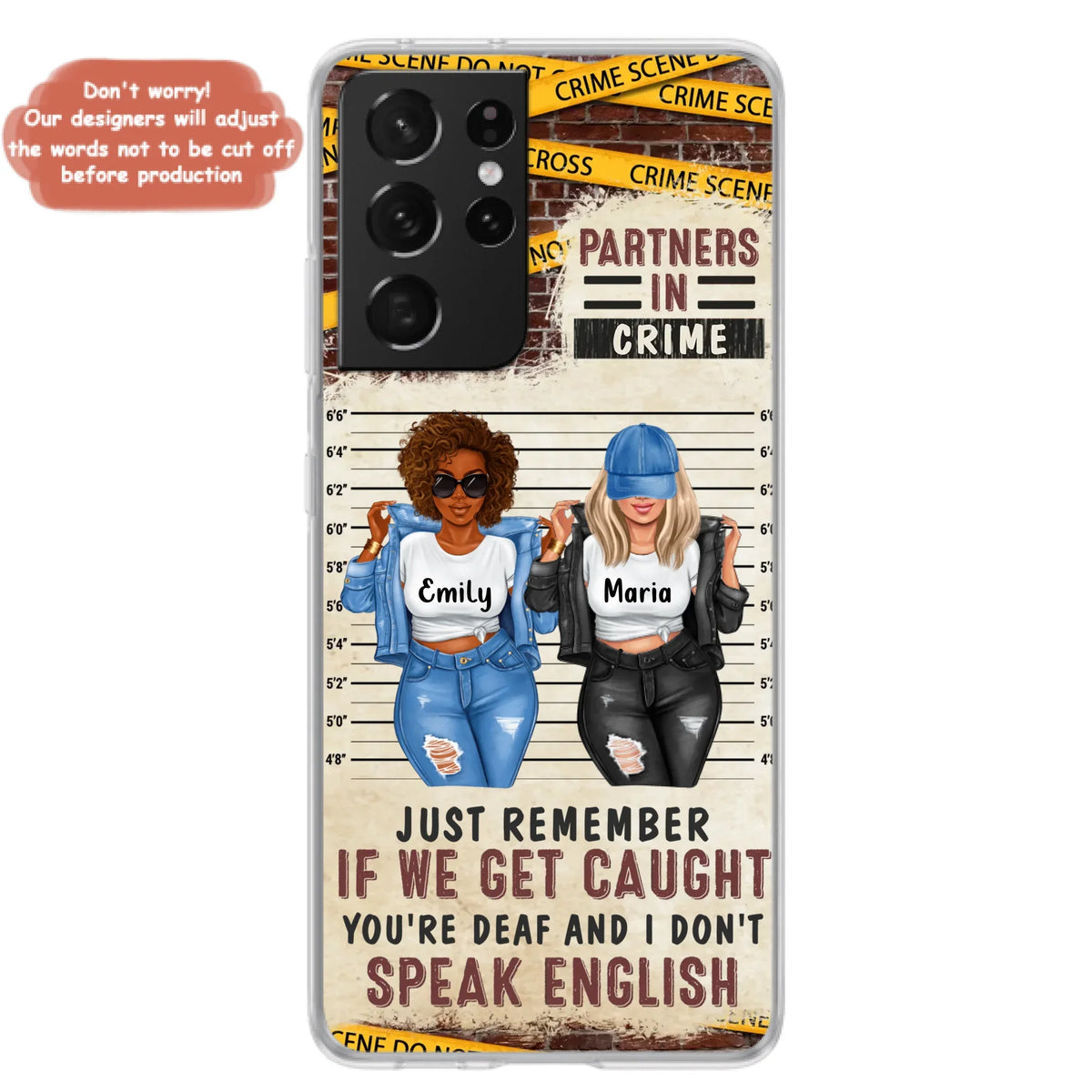 Custom Personalized Bestie Phone Case - Gift Idea For Bestie/ Sister - Upto 3 Girls - Partners In Crime - Case For iPhone And Samsung