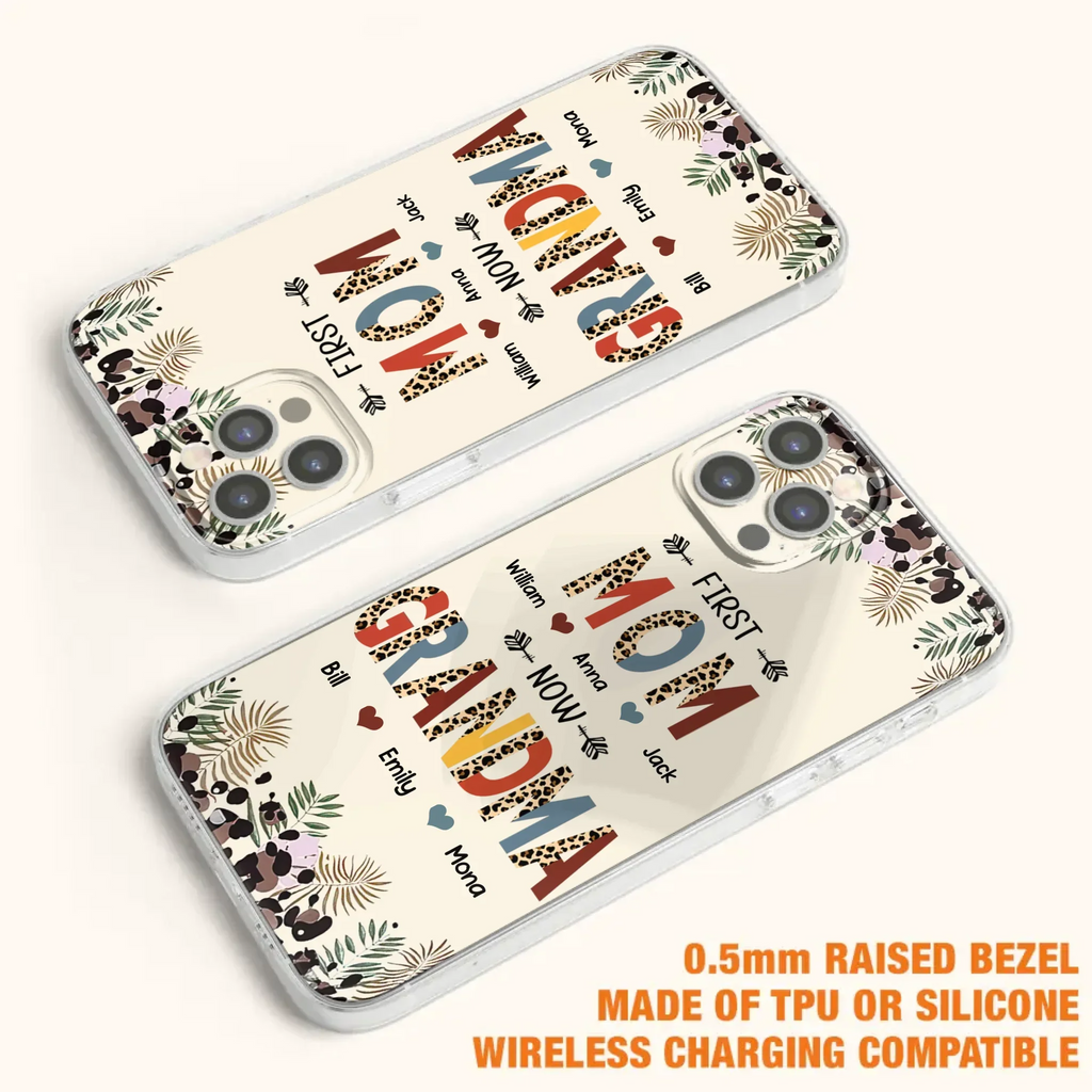Custom Personalized Grandma Phone Case - Gift Idea For Grandma/Mom/ Mother's Day - Up to 6 Kids And 12 Grandkids - First Mom Now Grandma - Case For iPhone And Samsung