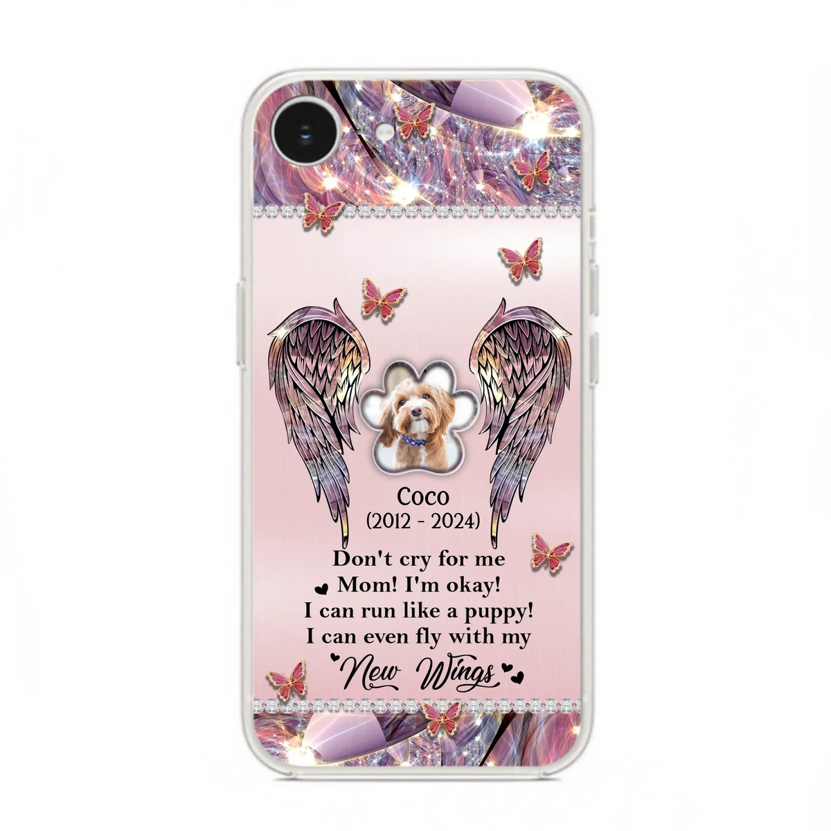 Personalized Memorial Phone Case - Upload Photo - Memorial Gift Idea For Dog Lover - Don't Cry For Me - Case For iPhone/Samsung