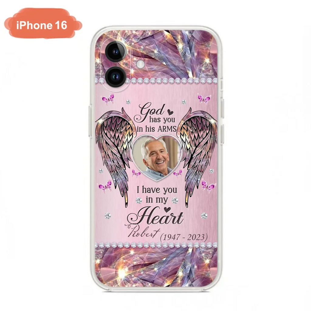 Custom Personalized Memorial Phone Case - Memorial Gift Idea For Family - Case For iPhone/Samsung - God Has You In His Arms