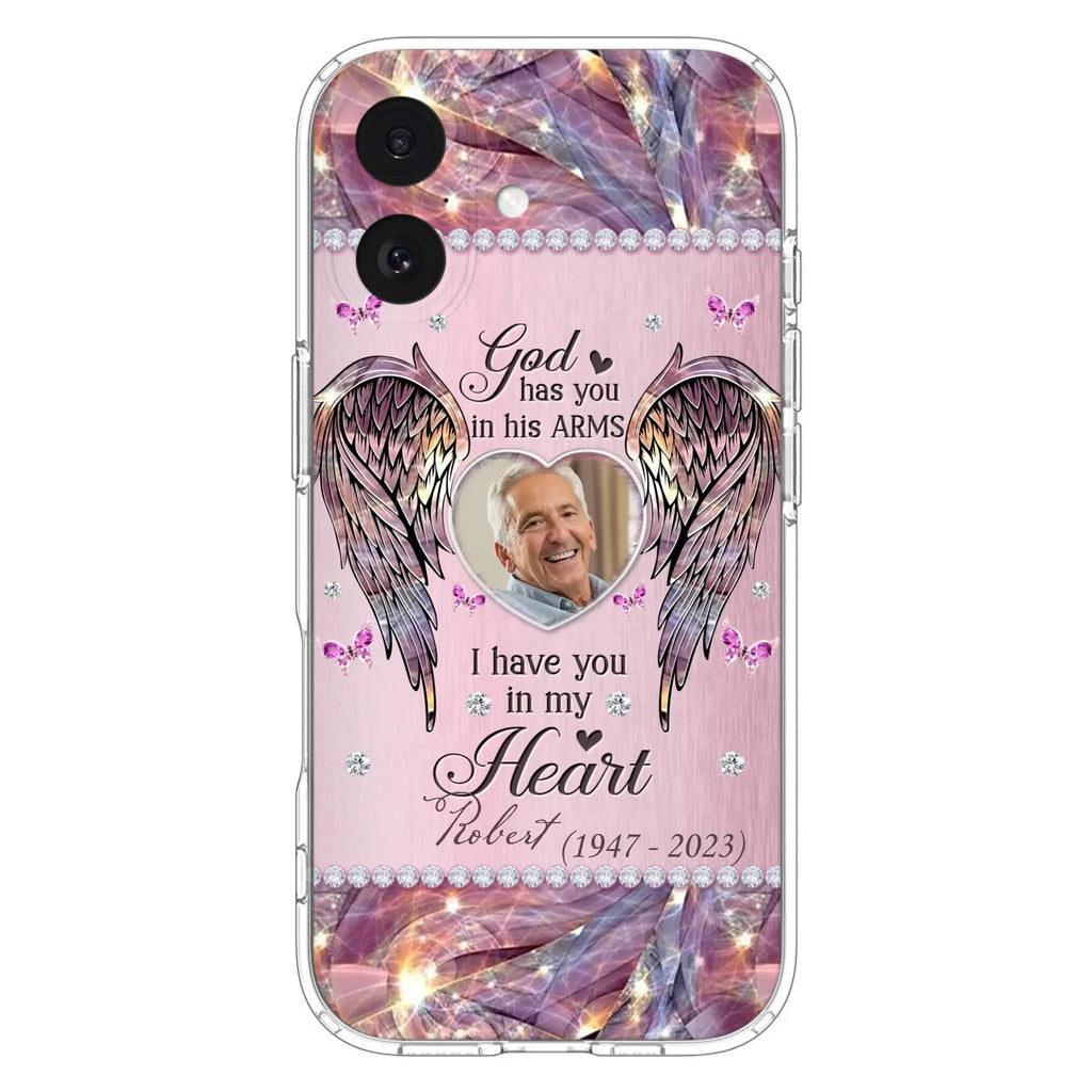 Custom Personalized Memorial Phone Case - Memorial Gift Idea For Family - Case For iPhone/Samsung - God Has You In His Arms