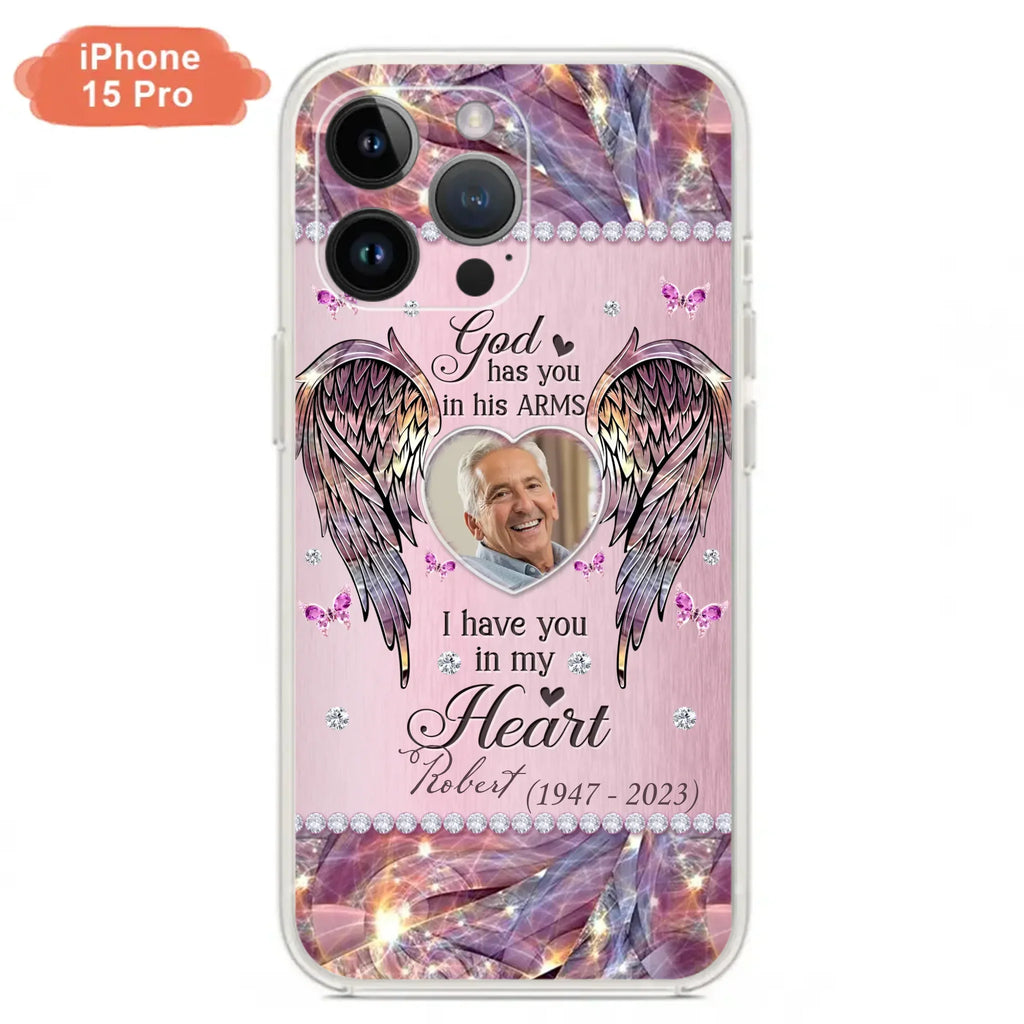 Custom Personalized Memorial Phone Case - Memorial Gift Idea For Family - Case For iPhone/Samsung - God Has You In His Arms