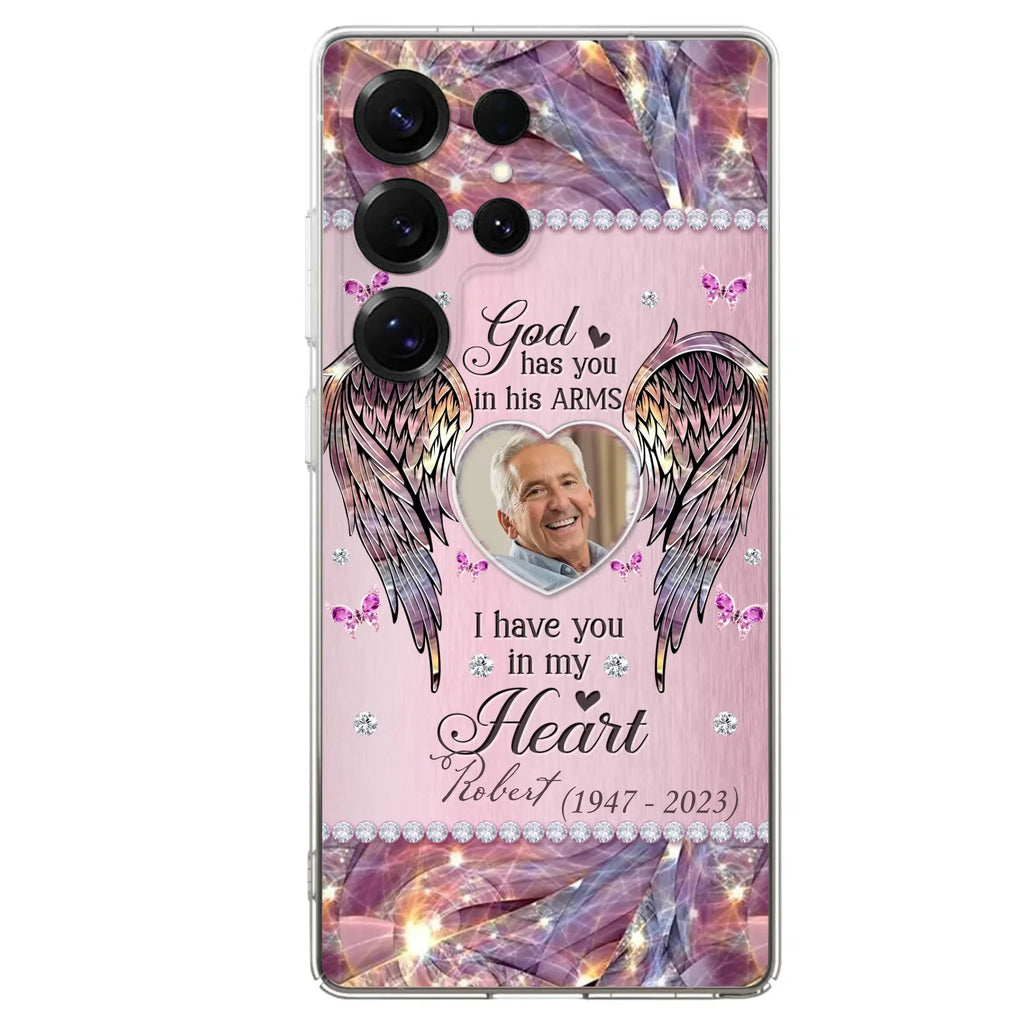 Custom Personalized Memorial Phone Case - Memorial Gift Idea For Family - Case For iPhone/Samsung - God Has You In His Arms